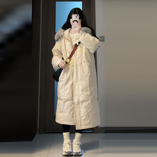 宽松百搭棉衣棉服潮 2025年新款 韩系冬装 大毛领连帽羽绒棉袄女长款