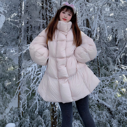 韩系甜美软糯泡芙立领羽绒棉袄女