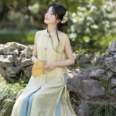 清澜改良汉服套装夏季薄天丝