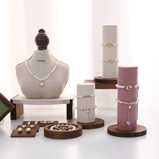 实木首饰展示架复古项链吊坠架手串手链耳钉陈列摆架发圈饰品架子