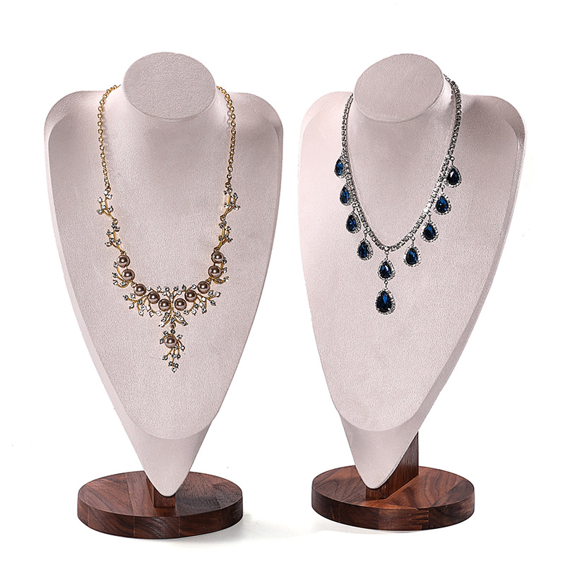 加大加高胡桃木人像项链展示架