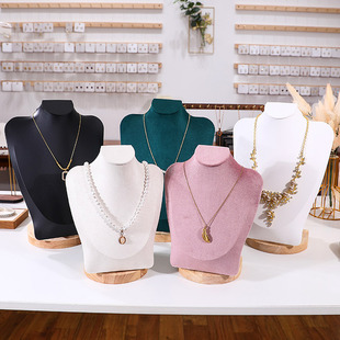 木质项链展示架方形人像颈模项链架锁骨链套链毛衣链挂架饰品展架