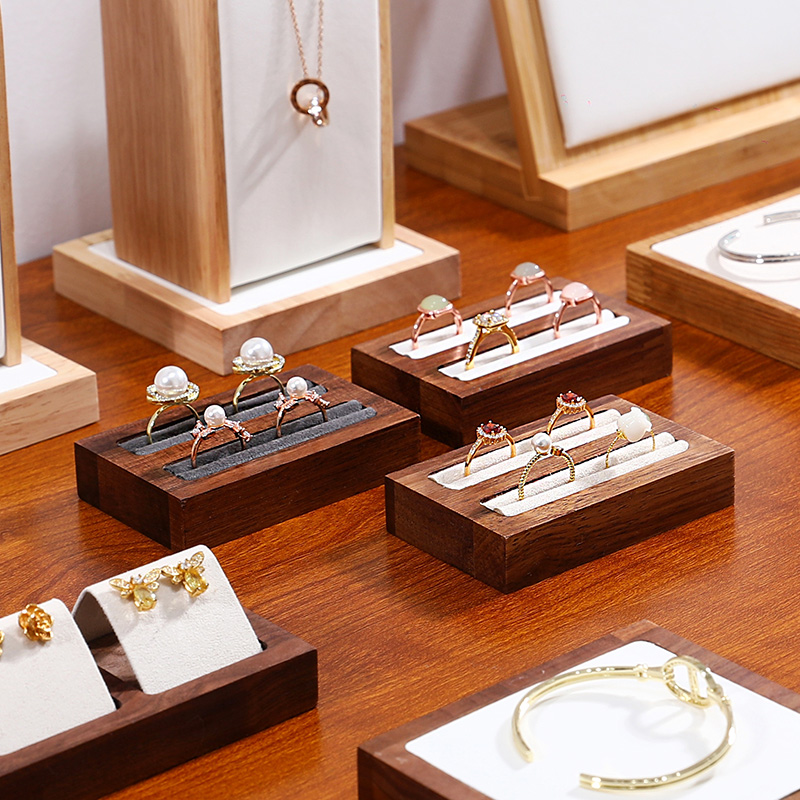 胡桃木戒指道具耳钉戒指架