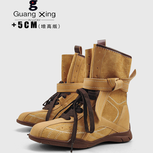 西部复古绑带马丁靴 秋季 光杏原创张小斐同款 真皮拳击靴女2025新款