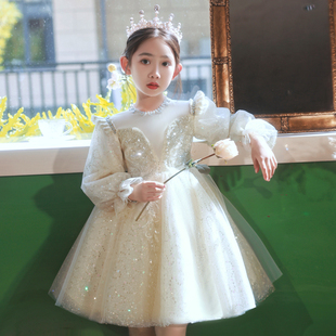 花童婚礼小女孩礼服高端公主裙女童秋冬蓬蓬纱主持人钢琴演奏礼服