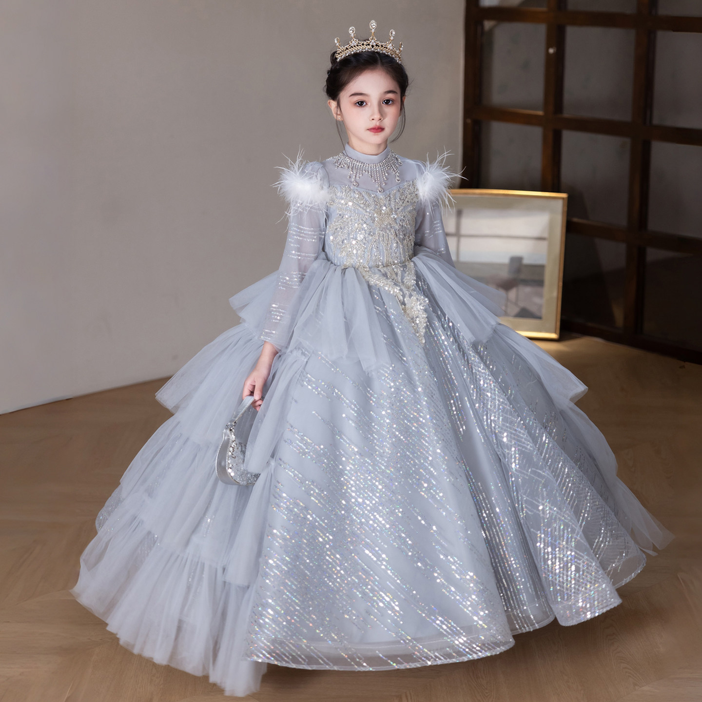 高定版主持人礼服女童秋冬生日高端走秀钢琴演奏儿童花童公主裙子,童装/婴儿装/亲子装,儿童礼服,淘宝优惠券,粉丝福利购,淘宝优惠卷