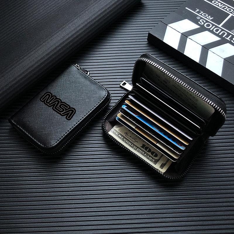 潮牌nasa联名卡包男士大容量防消磁银行卡套多卡位卡夹小巧名片包