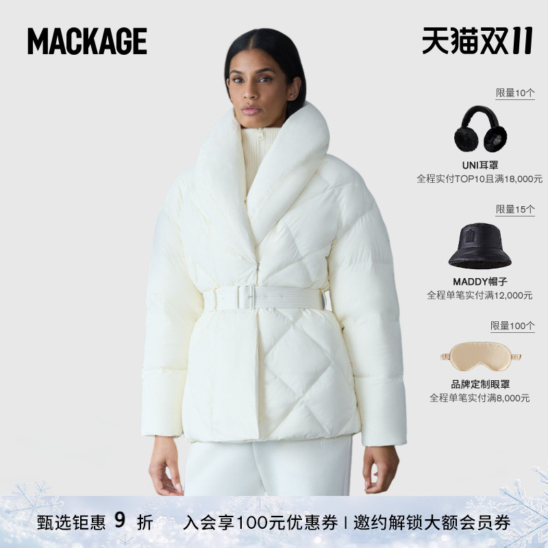 MACKAGE女士 OLIVE 围巾领收腰羽绒服夹克外套上衣 秋冬新品