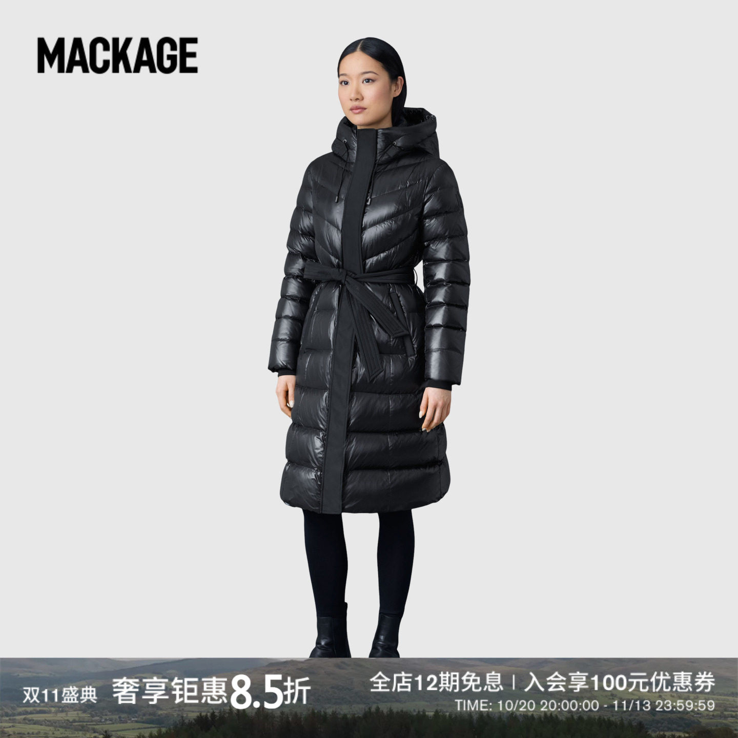 【秋冬推荐】MACKAGE女士 CORALIA中长款收腰时尚修身沙漏羽绒服