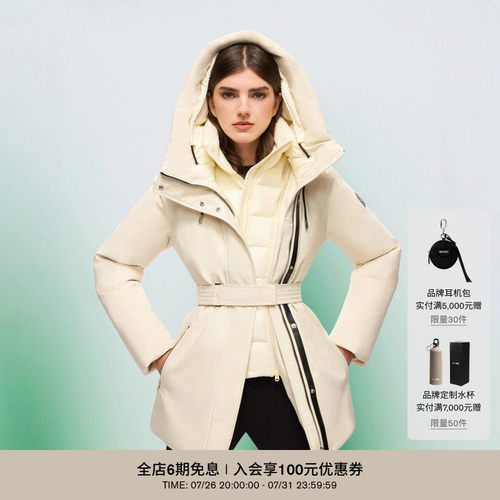 MACKAGE女士毛领中长收腰羽绒服