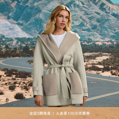 【春夏新品】MACKAGE女士 PAYA气质收腰中长款连帽翻领大衣外套