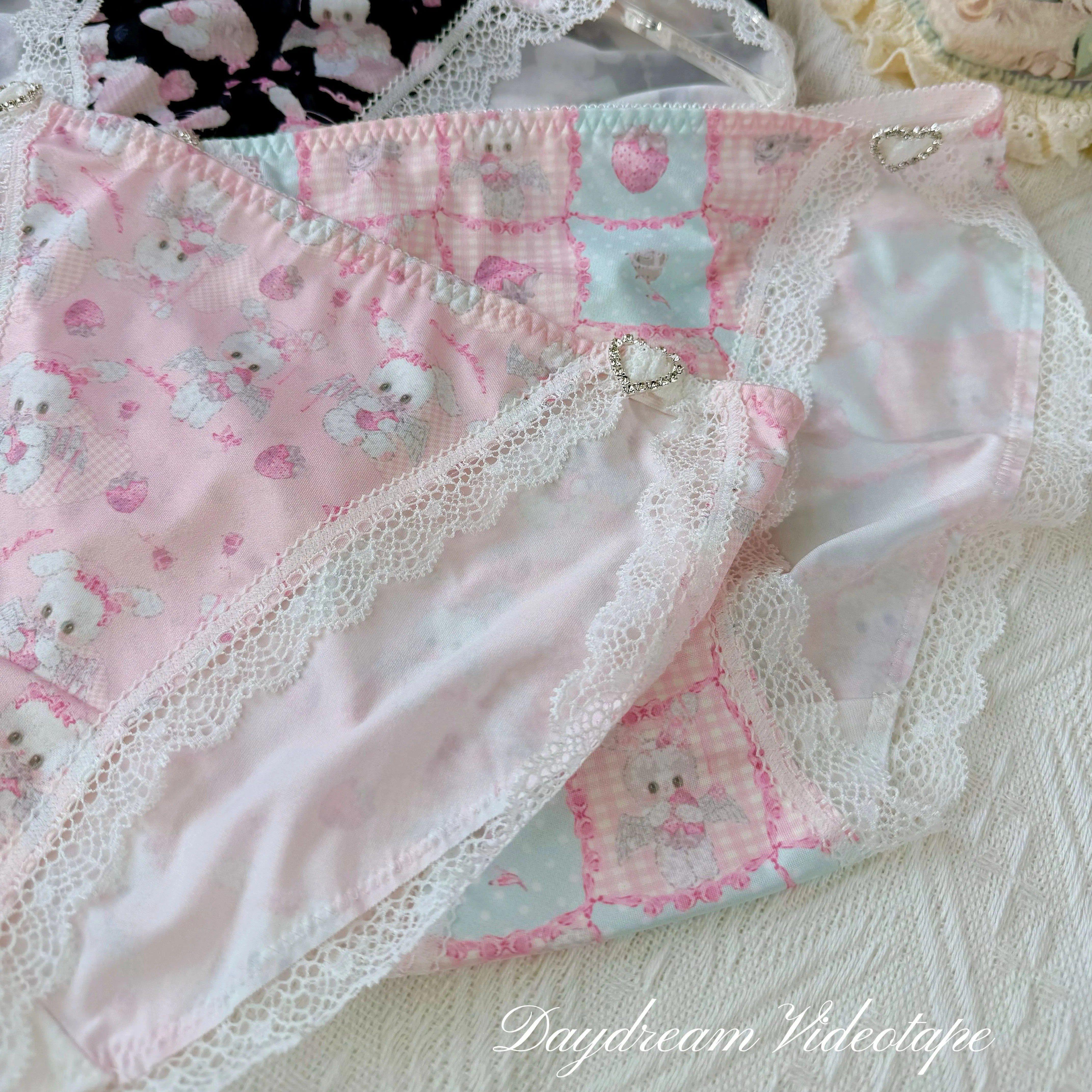 洛丽塔小兔~纯欲日系少女兔子格纹印花蕾丝边高开叉可爱性感内裤,女士内衣/男士内衣/家居服,女三角裤,淘宝优惠券,粉丝福利购,淘宝优惠卷