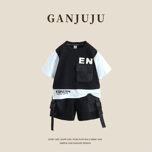 男童夏装工装套装2026新款宝宝夏季短袖两件套帅气儿童装夏天衣服