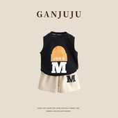 背心套装 儿童装 2026新款 无袖 潮宝宝海边衣服 痞帅男孩夏季 男童夏装