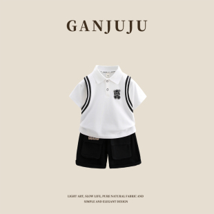 男童夏装套装2026新款洋气宝宝酷帅POLO衫衣服儿童夏季帅气短袖潮