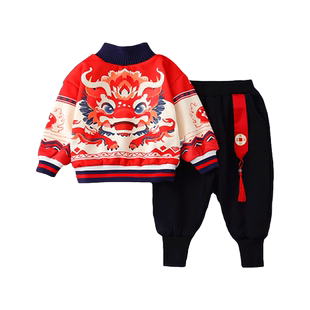 汉服男童2025新款儿童拜年服宝宝国风唐装新年装过年服小男孩冬季