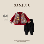 洋气时髦休闲中国风唐装 男童汉服2026新款 儿童秋冬款 拜年服三件套