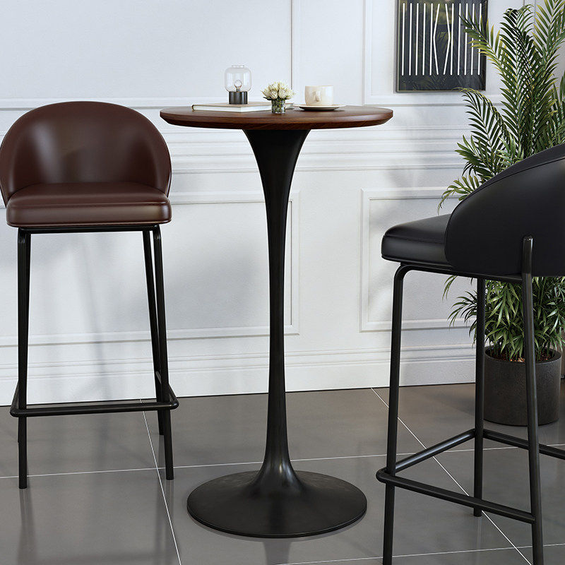 吧台桌简约家用圆形高脚桌酒吧桌咖啡厅休闲餐厅高吧桌阳台高桌子