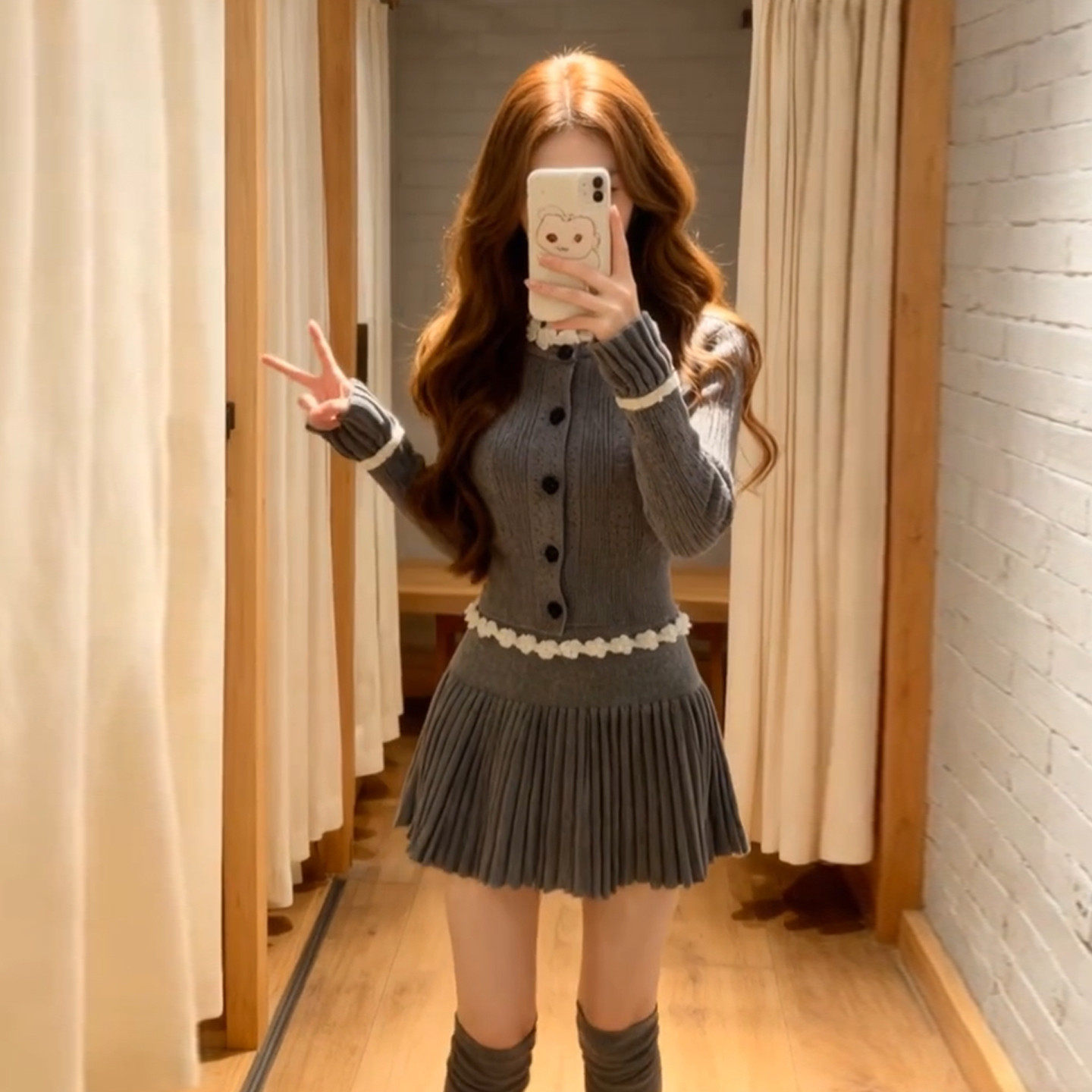 早春富家千金miu系针织套装连衣裙子女春2026新款小个子法式短裙