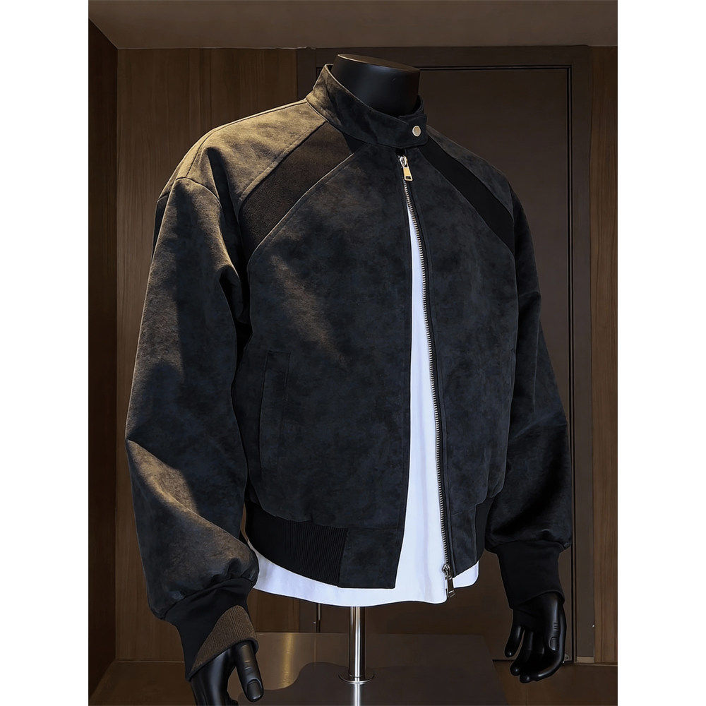 春季立领紮染飞行夹克男痞帅潮牌青年2026新款美式休闲宽松外套