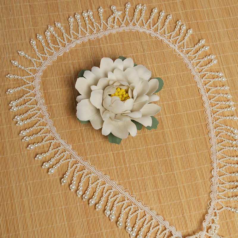 珍珠花边汉服旗袍领口扇子diy