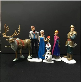 圣诞节冰雪奇缘生日蛋糕装饰摆件艾沙公主6件甜品台烘焙玩具公仔