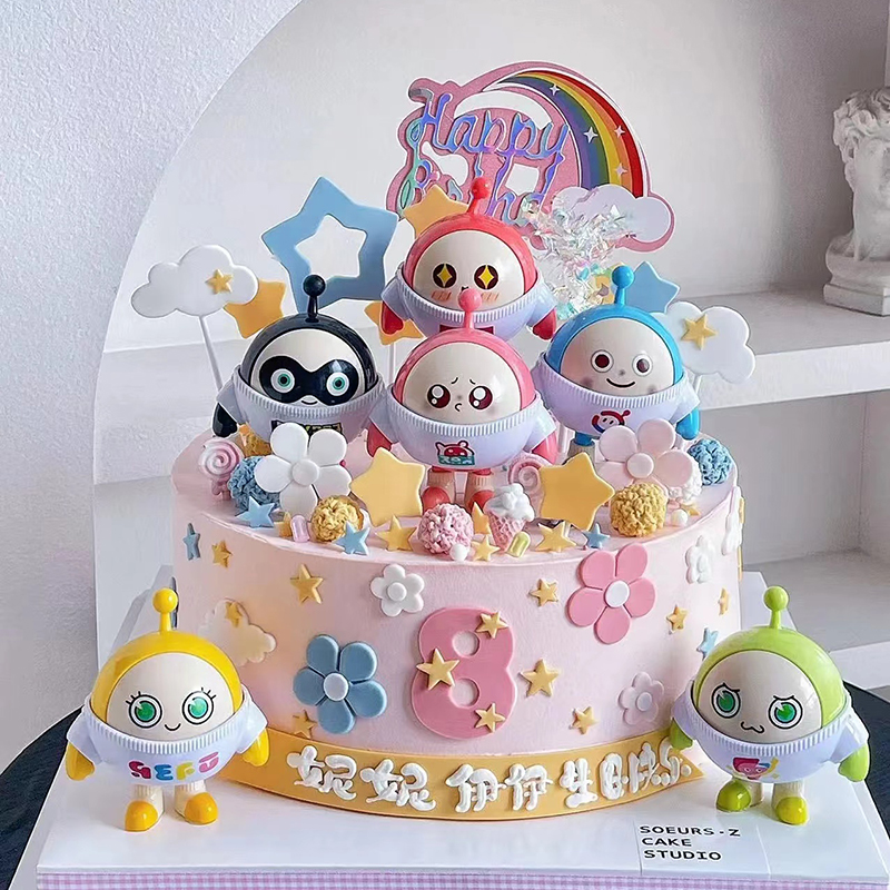 蛋仔派对主题蛋糕装饰烘焙摆件