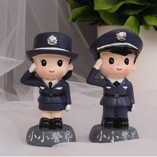 生日蛋糕烘焙装饰 警察叔叔阿姨女公安干警 树脂烘焙摆件公仔插件