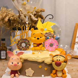 饰摆件粉红猪跳跳虎小老虎烘焙摆件公仔 儿童节生日蛋糕装