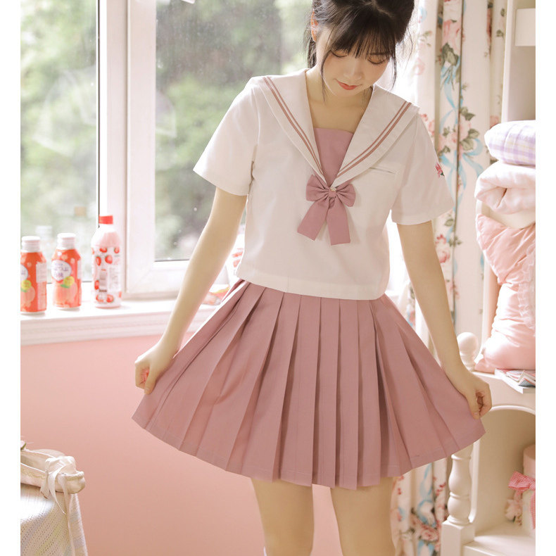 【粉玉兰】日系水手服正统软妹JK制服裙日本长袖学生套装