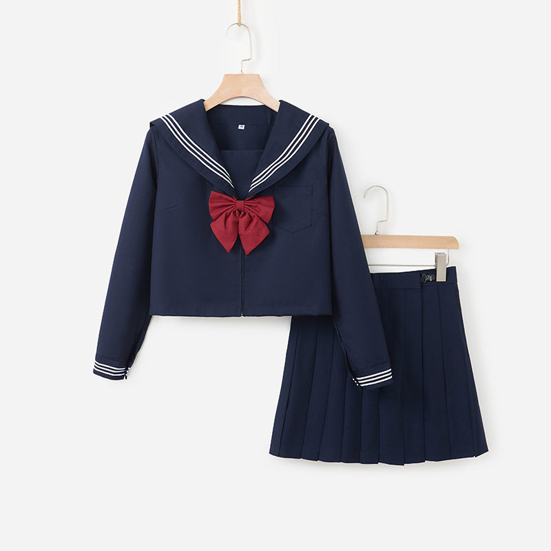 工厂代发jk制服正统基础款绀三本水手服jk校供感学院风jk套装jk裙