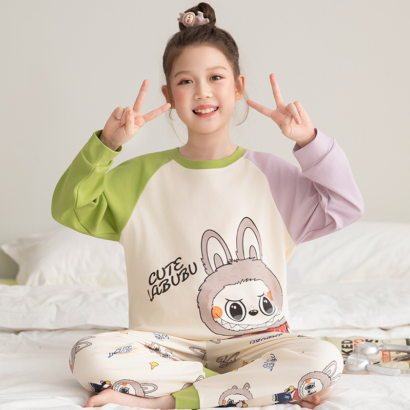 拉布布儿童睡衣女童秋季套装2025新款Labubu女孩初中生家居服套装
