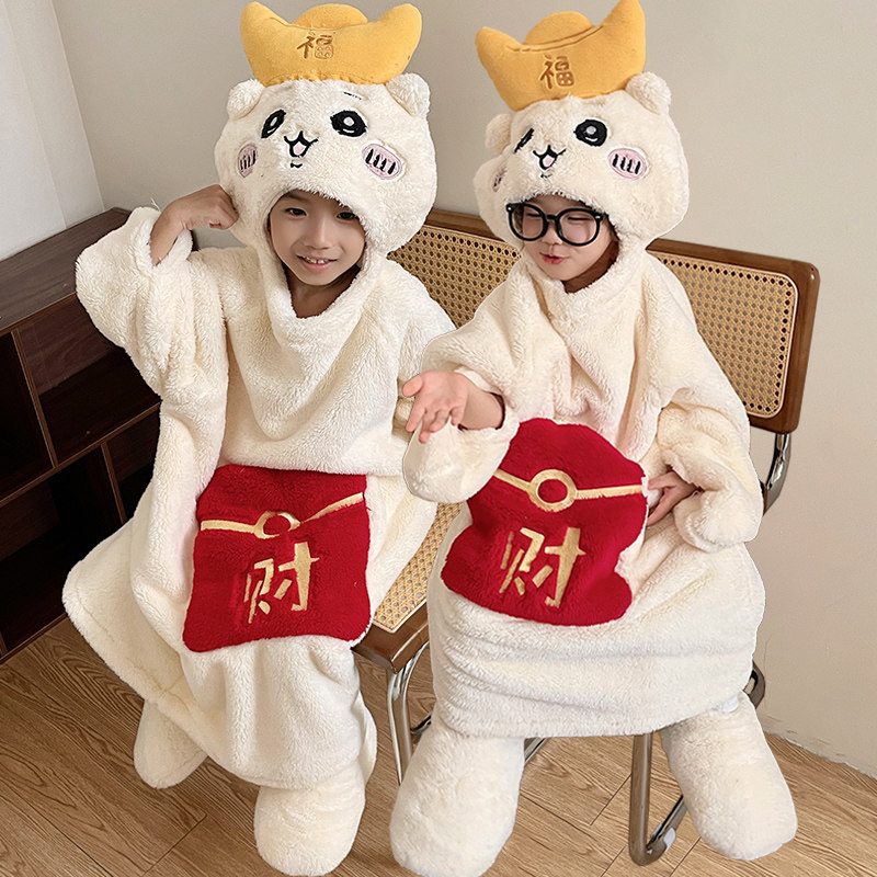 儿童连体睡衣秋冬法兰绒宝宝睡袋冬季男女孩珊瑚绒防踢着凉家居服