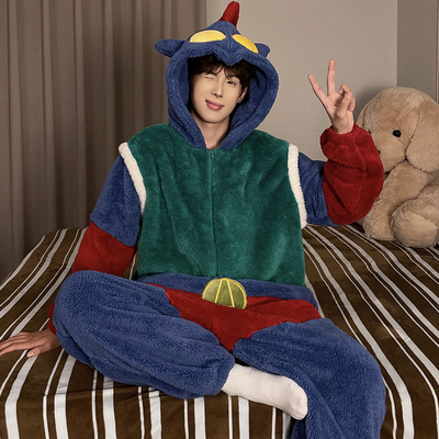 男款冬季连体衣青少年大码家居服