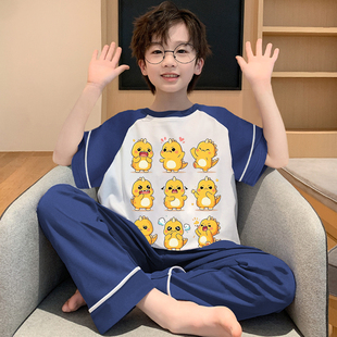 家居服宝宝套装 儿童睡衣2025新款 中大童纯棉男孩奶龙短袖 夏季 薄款