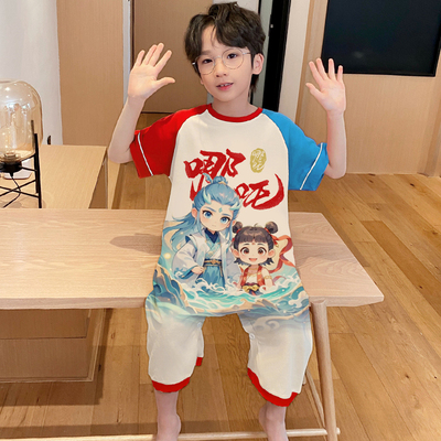 儿童睡衣纯棉连体衣男童宝宝夏季