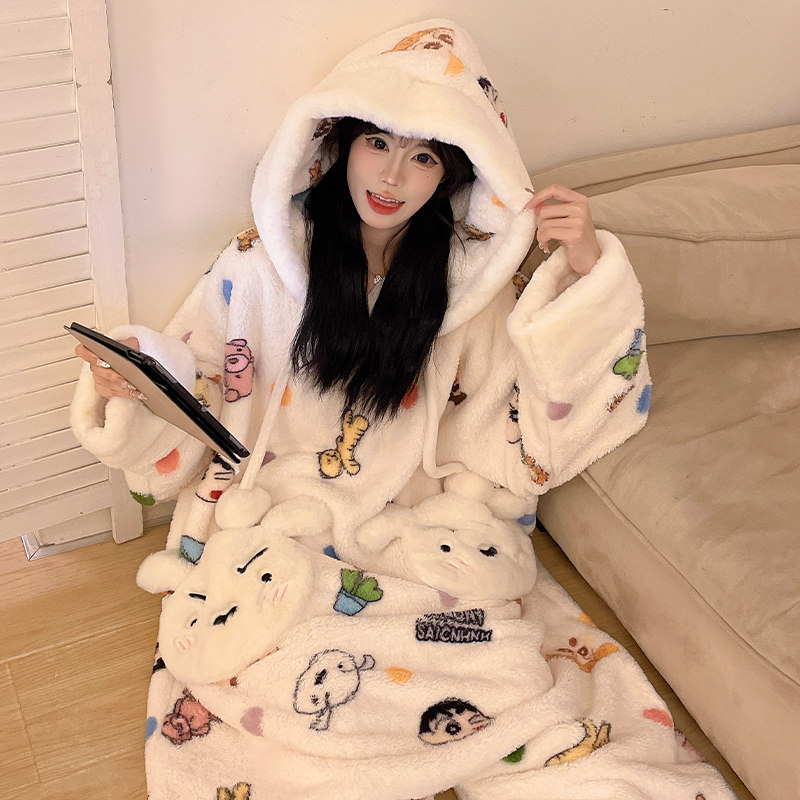 小新连体睡衣女款秋冬季卡通加厚