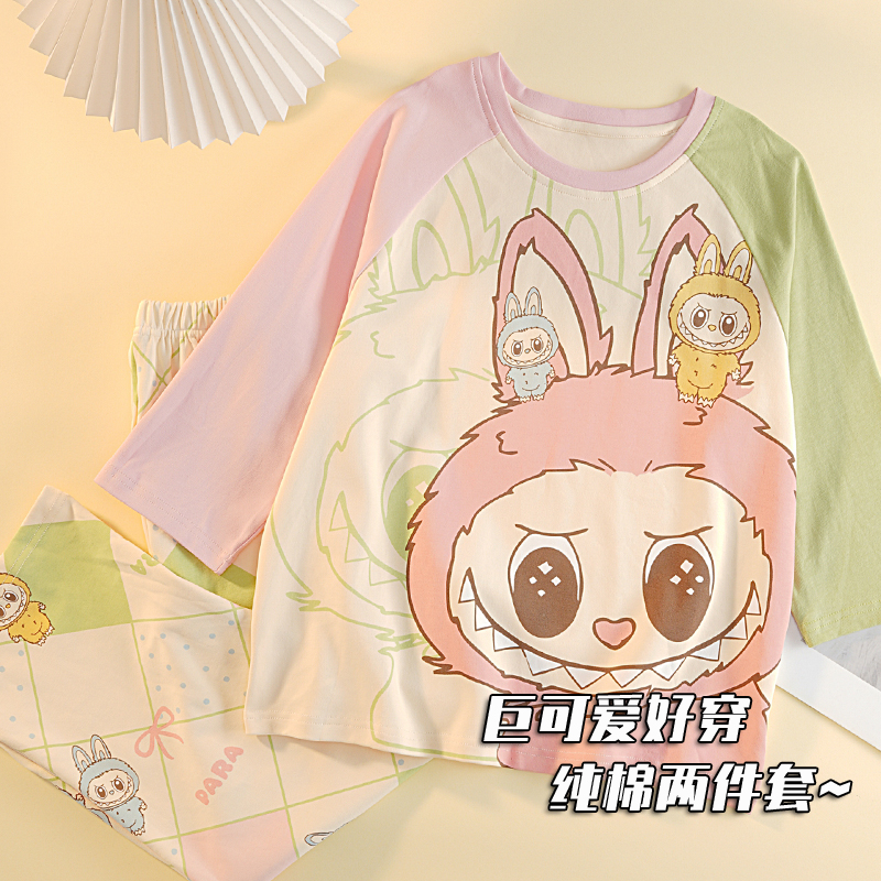 拉布布儿童睡衣女童纯棉长袖卡通