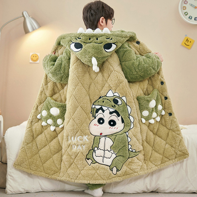 小新恐龙三层夹棉睡衣儿童冬季