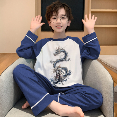 男童秋季长袖睡衣纯棉儿童套装