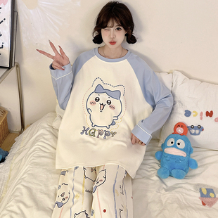 小八睡衣女生长袖春秋款纯棉套装少女chiikawa高中生可外穿家居服