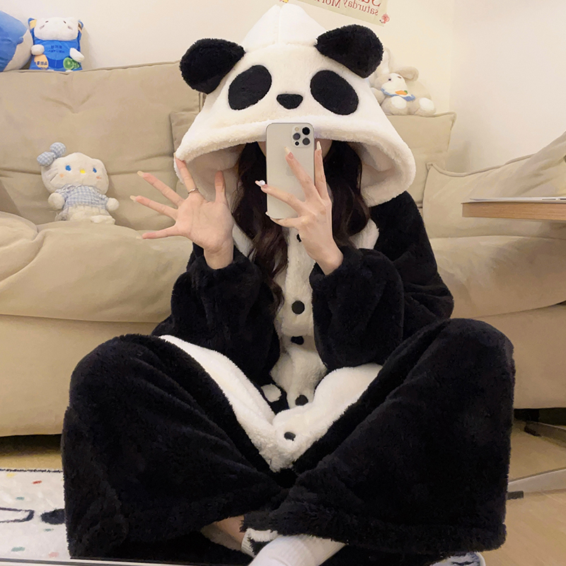 冬季连体睡衣女款珊瑚绒保暖睡袍