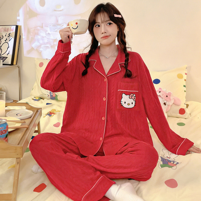 女款纯棉长袖春秋季家居服套装