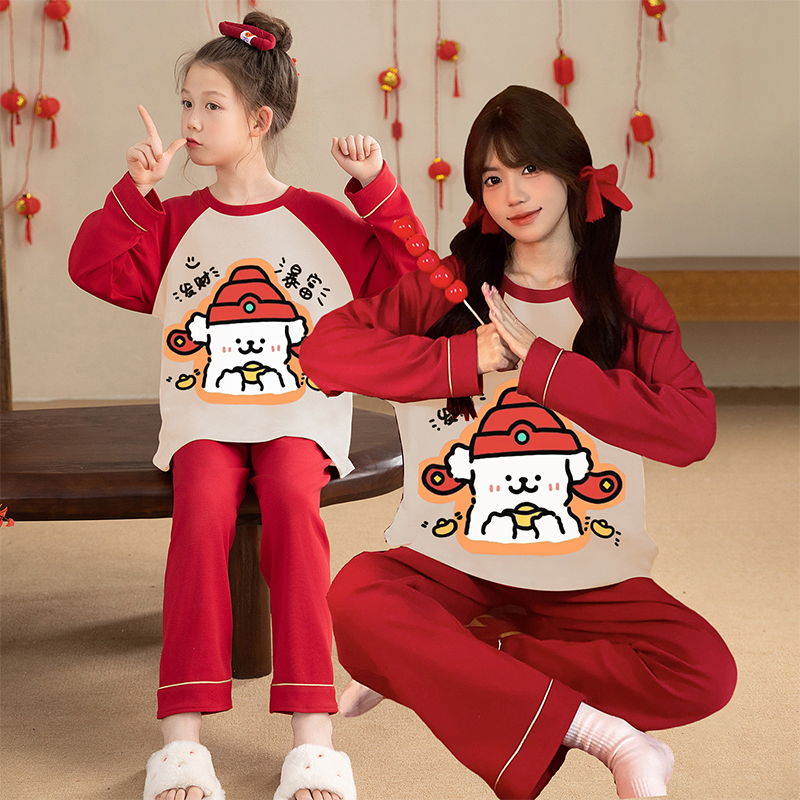 儿童睡衣女款长袖纯棉春秋季套装