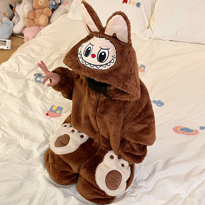 冬季儿童保暖睡衣连体拉布布宝宝