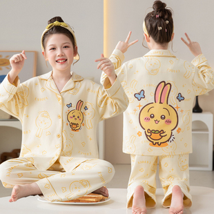 乌萨奇女童睡衣纯棉儿童内衣中大童女孩家居服春秋季长袖全棉套装