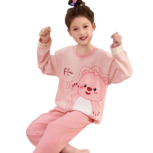 loopy睡衣女童春秋薄款纯棉长袖2024新款儿童露比海狸卡通家居服