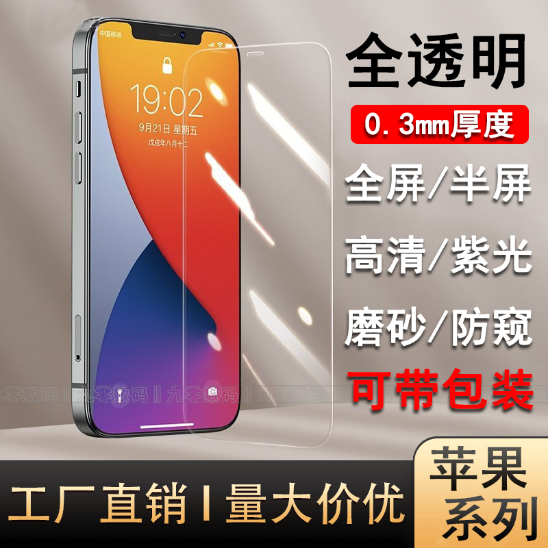 苹果全型号全透明无边钢化玻璃膜