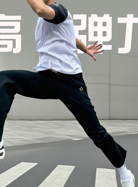 准者直筒宽松运动长裤秋季新款男士休闲跑步篮球黑色针织卫裤