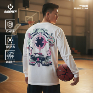 吸湿排汗抗菌篮球运动衣潮流印花上衣男 新款 准者长袖 t恤男25秋季